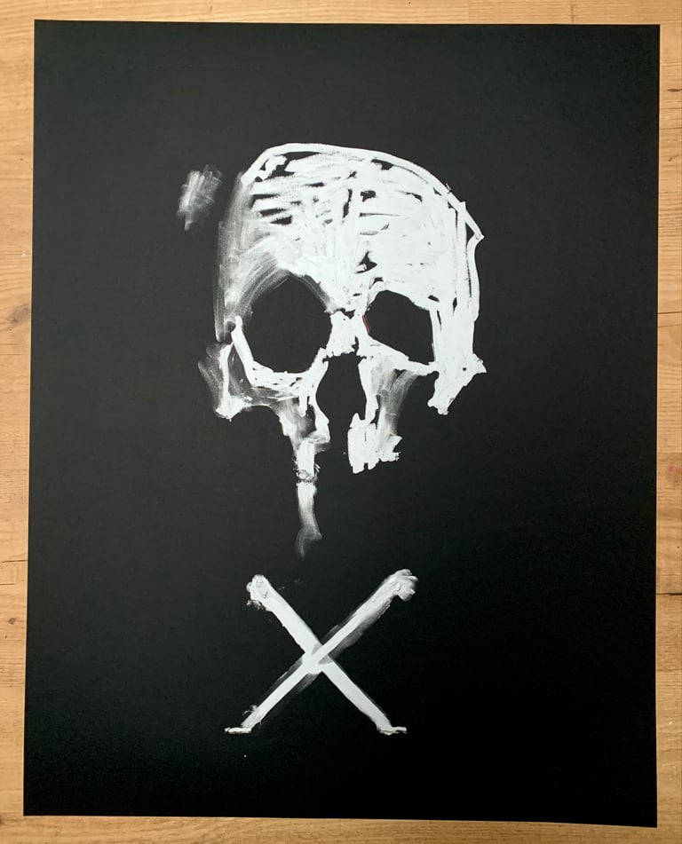 BLk flagged (original painting) 22X28 Image 3