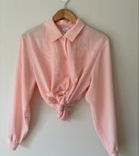 Image 1 of VintageEmbridered Elegant Peach Long Sleeve Blouse