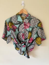 Image 1 of Vintage Short Sleeve Floral polka dot unique design shirt 