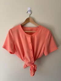 Image 1 of Vintage Apricot Short Sleeve Round Neck Blouse 
