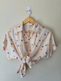 Image 3 of Two Hearts Label Dreamy Floral Short Sleeve Cotton Linen Shirt