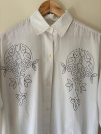 Image 2 of Vintage White Cotton Blouse With Unique Detailed Front Design