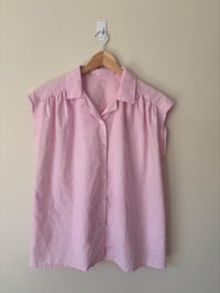 Image 3 of Light Pink Vintage Pleasted Shoulder Summer Blouse 