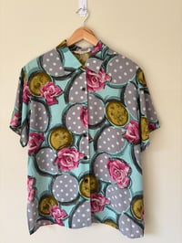Image 5 of Vintage Short Sleeve Floral polka dot unique design shirt 