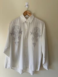 Image 3 of Vintage White Cotton Blouse With Unique Detailed Front Design
