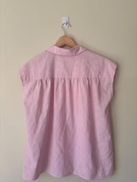 Image 4 of Light Pink Vintage Pleasted Shoulder Summer Blouse 