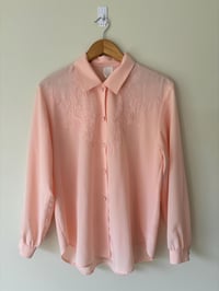 Image 2 of VintageEmbridered Elegant Peach Long Sleeve Blouse