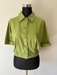 Image 4 of Vintage Care Mind Short Sleeve Apple Green Cropped Shirt 