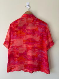 Image 4 of Vintage IQ Short Sleeve Bright Pink Sheer Blouse 
