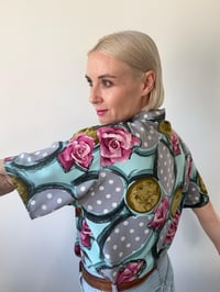 Image 3 of Vintage Short Sleeve Floral polka dot unique design shirt 