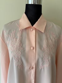 Image 4 of VintageEmbridered Elegant Peach Long Sleeve Blouse