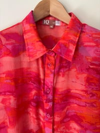 Image 5 of Vintage IQ Short Sleeve Bright Pink Sheer Blouse 