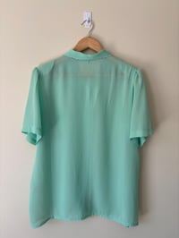 Image 5 of Vintage Mint Green Embridered Smartline Blouse 