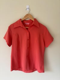 Image 4 of Vintage Short Sleeve Huayi 70s Burnt Orange Blouse 