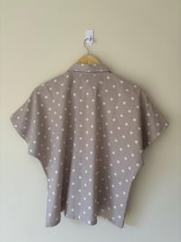 Image 5 of Two Hearts Label Polka Dot Short Sleeve Cotton Linen Summer Shirt 