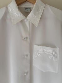 Image 4 of Vintage White Fossey Elegant Embroidered Blouse 