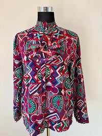 Image 5 of Vintage Ruffle Neck Blouse| Standout Unique Print