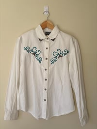 Image 2 of Vintage Western Shirt: Women's Cotton Cowboy Style with Metal Detail - Size Small