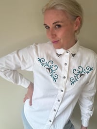 Image 4 of Vintage Western Shirt: Women's Cotton Cowboy Style with Metal Detail - Size Small