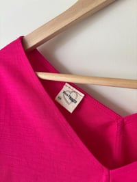 Image 3 of Two Hearts Label Fuchsia Pink Cotton Linen Summer Crop Top