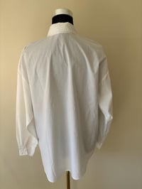 Image 3 of Vintage White Long Sleeve Shirt with Floral Mesh Design.