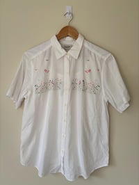 Image 5 of Vintage Embroidered White Cotton Short Sleeve Summer Shirt