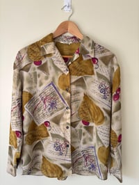 Image 3 of Vintage Sheer Autumn Print Long Sleeve Blouse