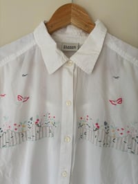 Image 1 of Vintage Embroidered White Cotton Short Sleeve Summer Shirt