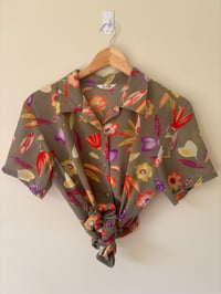 Image 1 of Vintage Flow Rill Floral Summer Short Sleeve Shirt 