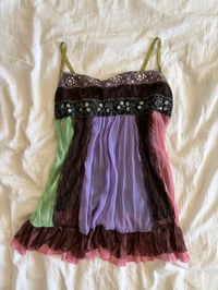 Image 7 of Vintage Y2K patchwork forest fairy sequin baby doll style cami 