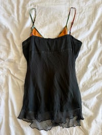 Image 2 of Vintage Y2K black ruched bust butterfly cami with beaded strap detail 
