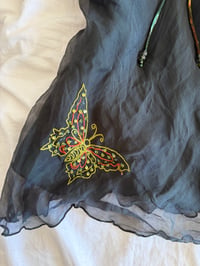 Image 3 of Vintage Y2K black ruched bust butterfly cami with beaded strap detail 