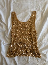 Image 2 of Vintage Y2K gold sequin crochet top 