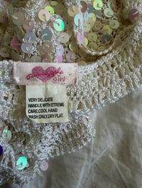 Image 4 of Vintage Y2K iridescent cream sequin crochet cami 