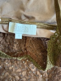 Image 3 of Vintage Y2K brown lace and sequin forest fairy cami with khaki details 