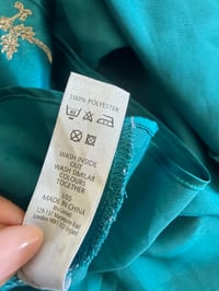 Image 6 of Vintage Y2K jade blue embroidered satin cami 