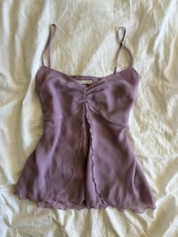 Image 6 of Vintage Y2K lilac ruched bust fairy cami with ruffle open detail 