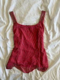 Image 1 of Vintage Y2K pink top with silver beaded detail 