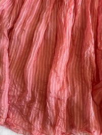 Image 4 of Vintage Y2K 2005 Karen Millen silk pinstripe pink floaty midi skirt with side tie detail 