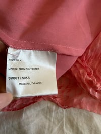 Image 5 of Vintage Y2K 2005 Karen Millen silk pinstripe pink floaty midi skirt with side tie detail 