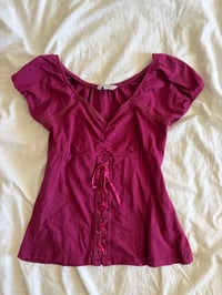 Image 1 of Vintage Y2K milkmaid corset style lace up top with ruched bust 