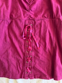 Image 3 of Vintage Y2K milkmaid corset style lace up top with ruched bust 
