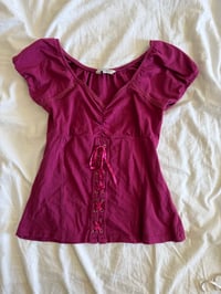 Image 7 of Vintage Y2K milkmaid corset style lace up top with ruched bust 