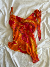 Image 1 of Vintage Y2K orange and pink asymmetrical hem Zara Larasson style cami 