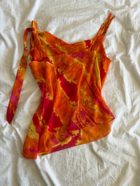 Image 2 of Vintage Y2K orange and pink asymmetrical hem Zara Larasson style cami 