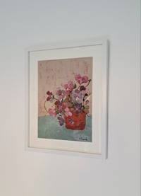 Image 1 of Pot of pansies, original painting. 