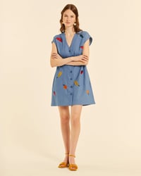 Image 1 of  Vestido abotonado denim con bordados