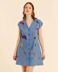 Image 2 of  Vestido abotonado denim con bordados