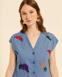 Image 3 of  Vestido abotonado denim con bordados