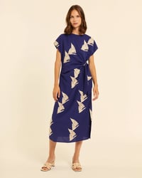 Image 1 of Vestido anudado con bordado barcos